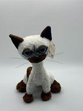 VTG Carleton Cards Ching Siamese Cat Plush Posable Blue Eyes Twisted Whisker 9”